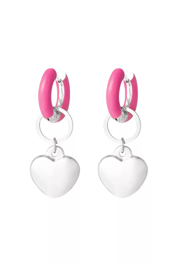 Oorbellen Pink Love zilver