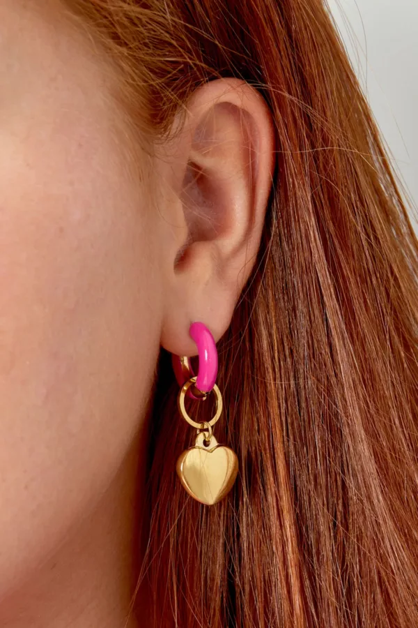 oorbellen pink love goud