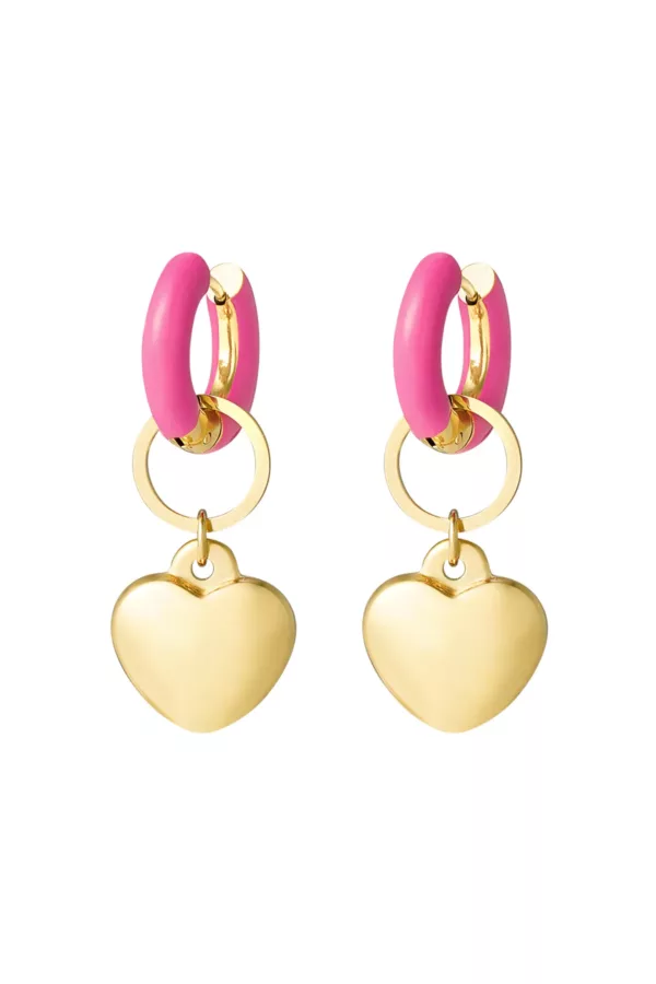 oorbellen pink love goud