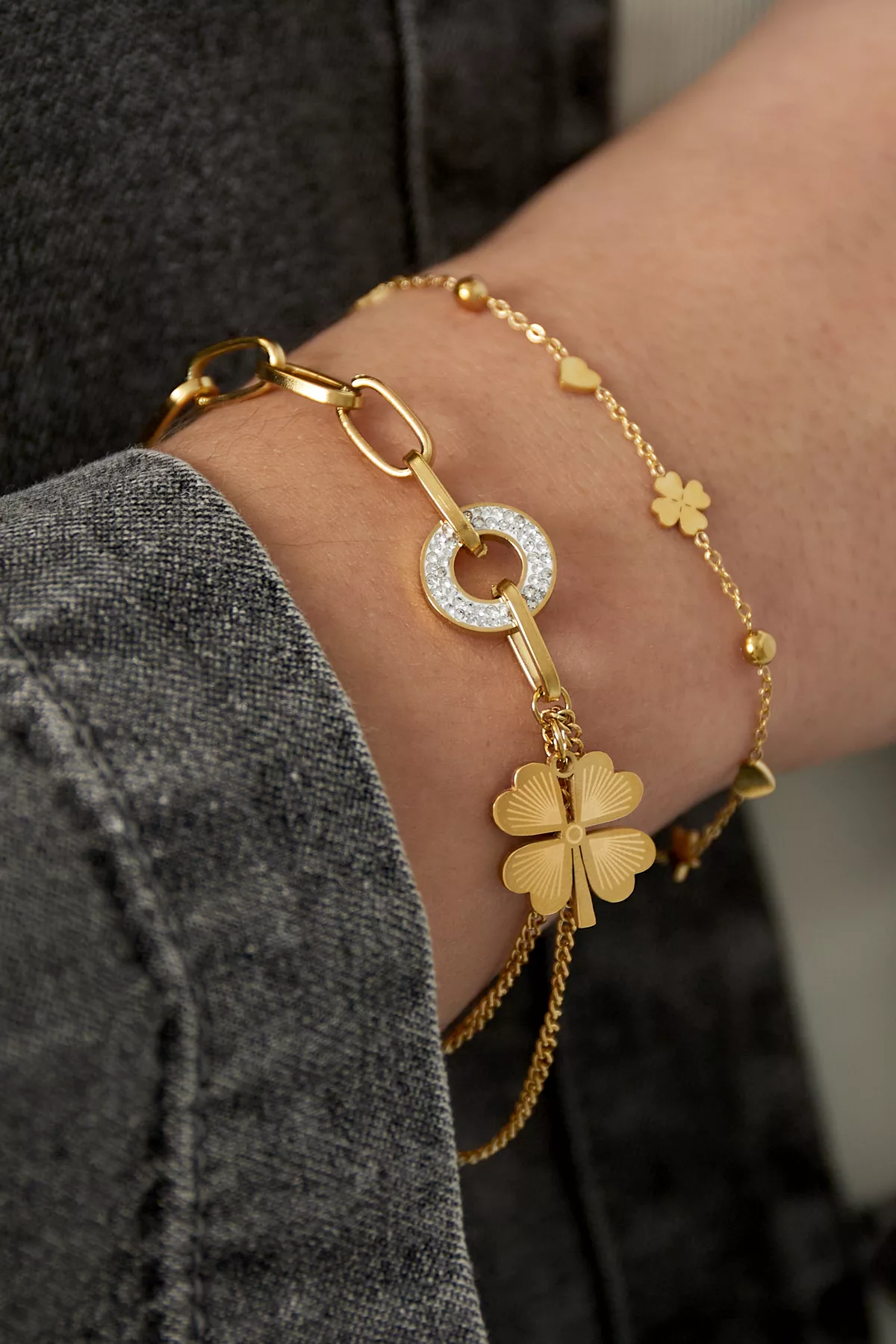 Armband Lucky Clover 3 Armband Lucky Clover goud