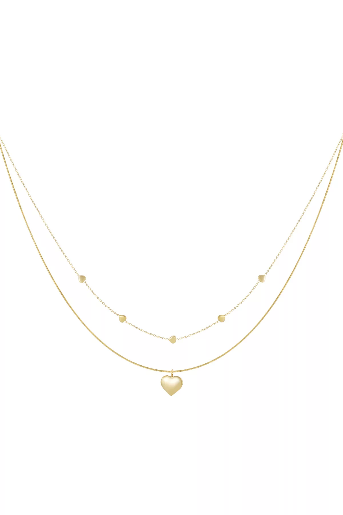 Ketting Layered Hearts goud