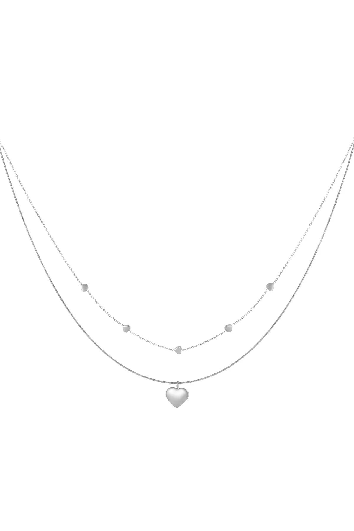 Ketting Layered Hearts zilver