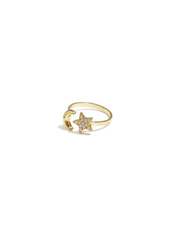 Ring Moon and Star goud